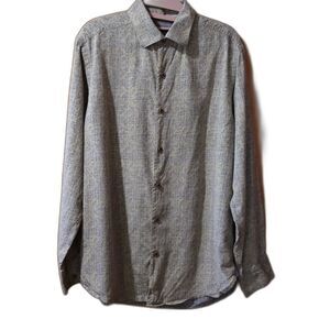 Tommy Bahama Gray Casual Button Down Shirt Silk Flip Cuff Small